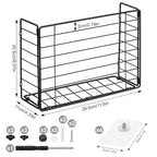 Lonian Wall Mounted Storage Basket, Black Metal Wire Kitchen Wrap Organizer Rack, Heavy Duty Hanging Basket for Cabinet Door, Pantry, Cutting Boards, Foil, and Cleaning Supplies