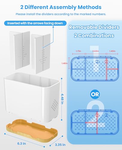 Toothbrush and Toothpaste Holders for Bathrooms Countertop - Detachable 5 Slots Kids Electric Toothbrush Holders Set Wall Mounted with Removable Dividers for Bathroom Decor and Accessories Organizer - color: Whitegold