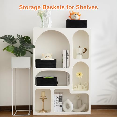 Small Storage Baskets for Organizing, Woven Storage Bins for Shelves, Gift Basket Empty, Baby Rope Basket, Dog Toy Storage, Decorative Closet Organizer, 11x7.5x4.5”, 3Packs Black - color: Black, size: S