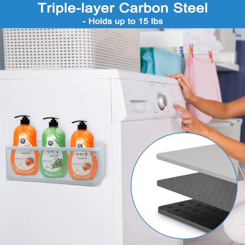 Picowe Magnetic Laundry Organizer, Extra Large Magnet Basket for Laundry Room,16.5lb Capacity Magnetic Shelf for Washer /Dryer, Fridge & Small Spaces (XL, White) - color: White, size: XL (13.8*5.1*3.9in)
