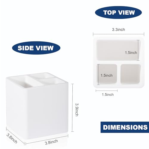 Diatomite Toothbrush Holders for Bathrooms, Electric Toothbrush and Toothpaste Holder 3 Slots Tooth Brush Organizer for Bathroom Countertop, Shower, Vanity - White - color: White