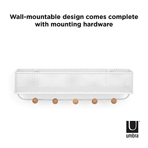 Umbra Estique Entryway Organizer, Great for Storing Keys, Small Accessories, Mail, Wallets and More, Small, White/Natural - size: Small