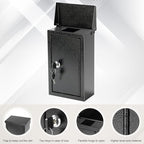 xydled Wall-Mounted Key Drop Box with Key Lock, Metal Mailbox, Indoor& Outdoor Storage Box, Hanging Secured Postbox, for Home & Business Use, 5.5X 3.0X 9.8 inch, Black - style: Key Lock
