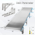 Concession Shelf Drop Down 18" x 48", Spliced Style Folding Concession Stand Shelf Commercial Grade Stainless Steel, Foldable Concession Shelves for Snack Bar, Food Cart, Movie Theater - size: 18" x 48"