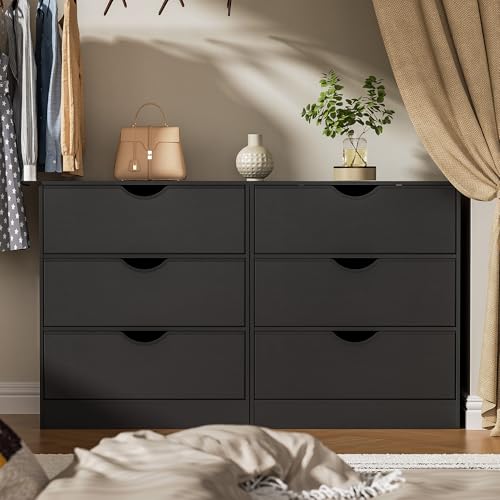 Housoul 3 Drawers Bedroom with PU Drawer and Wood Frame, Black Large Organizer, Chest of Drawers for Closet, Living Room, Hallway, Black - color: Black, size: 15.6"D x 27"W x 32"H (3 Drawers)