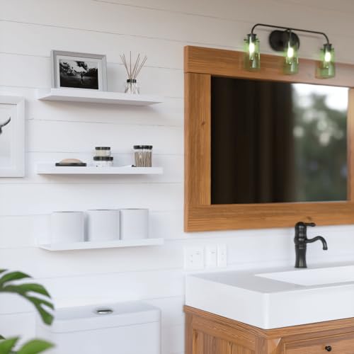 RICHER HOUSE 3 Set Floating Shelves for Wall, 16 inches Black Wall Mounted Shelves with Lip for Storage, Display Picture Ledge Shelf for Bedroom Bathroom Kitchen Living Room Decor, Modern Black - color: Black, size: 3pcs*15.75in