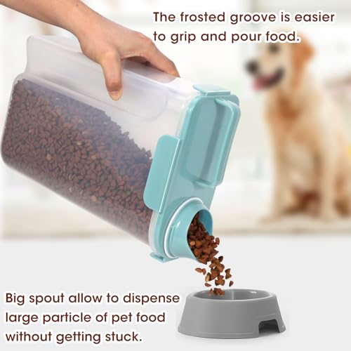 TBMax Dog Food Storage Container 5-7 lbs, Airtight Cat Food Container with Large Spout & Measuring Cup, Pet Food Storage Dispenser for Kibble Storage, Dog Treat Bird Seed Container -Light Blue - color: Light Blue, size: 6 Qt