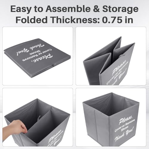 Opret Large Shoe Cover Box Grey, Real Estate Agent Supplies, Disposable Shoe Cover Dispenser Box for Open House, Please Cover or Remove Shoes, Foldable Storage Bin for Bootie - color: Grey