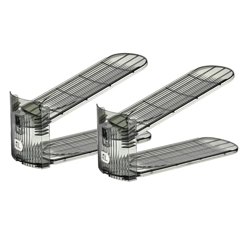 Shoe Slots Organizer, Clear Shoe Stacker, Adjustable Level Shoe Rack,Storage Space Saver for Sneakers Display (Grey Transparent, 2Pack) - color: Grey Transparent, size: 2Pack