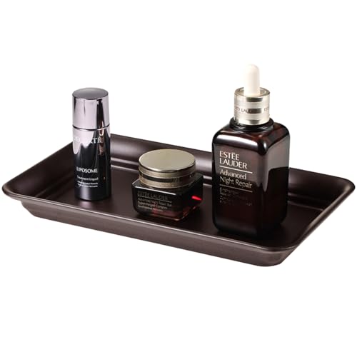 Vintage Farmhouse Decor Metal Vanity Tray(1 Pack),Countertop Guest Hand Towel Storage Organizer Tray Dispenser, Sturdy Holder for Perfume, Cosmetics, Jewelry, Makeup Bathroom Organizer (Bronze) - color: Bronze, size: 1 Pack (9.9" x 5.9" x 1.1")