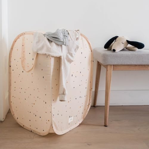 3 Sprouts Pop Up Hamper - Collapsible Laundry Basket, Popup & Foldable Design - Durable Waterproof Fabric for Dirty Clothes, Toys & Towels - Ideal for Dorm, Bedroom & Baby Nursery, Terrazzo Beige - color: Terrazzo Beige