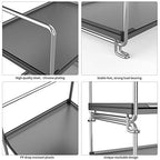 2-Tier Bathroom Organizer Countertop Storage Shelf, Vanity Tray Cosmetic Stackable Storage Rack, Kitchen Spice Rack (Chrome + Black) - color: Black + Sliver