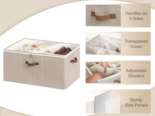 StorageWorks Shoe Organizer for Closet, Fits up to 24 Pairs, Shoe Cubby Storage Containers with Adjustable Dividers and Clear Cover, Taupe - color: Taupe, size: Large