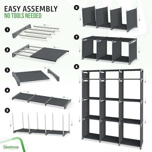 Cube Storage Organizer with Storage Bins Included - The Perfect Closet Organizers and Storage Solution. Includes 12 Storage Cubes, Great For Toy Storage, Closet Storage, Clothes Storage (Pink) - color: Dark Grey, size: 12 Storage Cubes