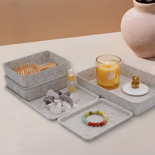 Welaxy Lidded Felt Drawer Organizer Trays with lids Desktop Organizer Bins Storage box for crafts office supplies pen notes Junk Makeup Stationery Organize 3- Pack gift idea (Oatmeal) - color: Oatmeal