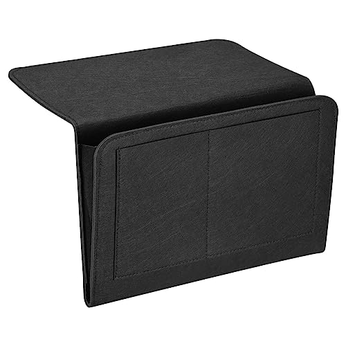 PATIKIL 13in Bedside Caddy, Bed Caddy Bedside Organizer Hanging 5 Pocket Soft Felt Bed Pockets Bedside Storage Organizer Remote Control Holder for Bedroom Phones Glasses, Black - color: Black, size: 12.6*8.6inch
