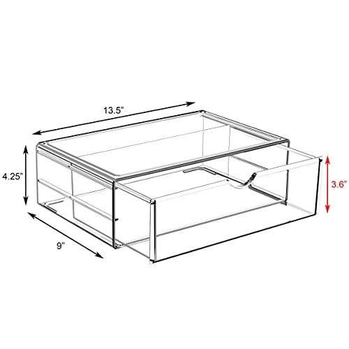 Sorbus Large Stackable Acrylic Drawers - 1 Clear Storage Drawers for Organizing Make up, Nail Polish, Hair Accessories, and Beauty Supplies - Makeup Organizer for Vanity, Bathroom Organizer Countertop - color: 1 Drawer