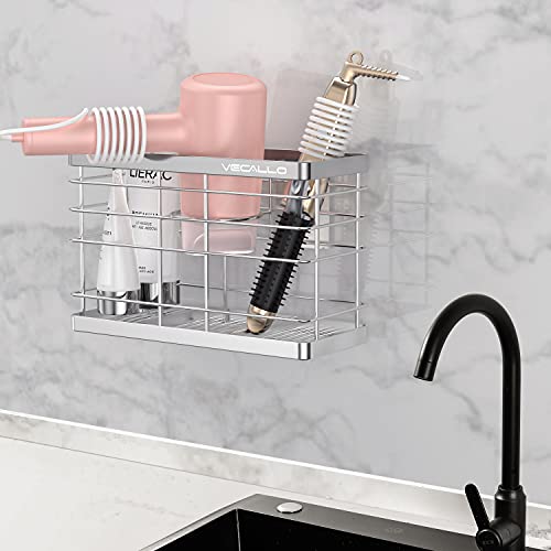 Hair Dryer Holder - Hair Tool Organizer Wall Mount/Adhesive Blow Dryer Holder/Curling iron holder Cabinet Door Bathroom Organizer for Hair Dryer, Curling Wands, Hair Straighteners - color: Silver
