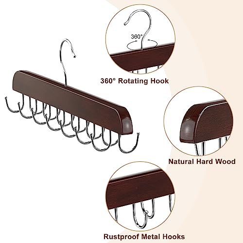 Belt Hanger for Closet, Sturdy Wood Belt Rack Closet Accessories with 14 Hooks Belt Organizer for Closet Organizers and Storage Max 42 Belts-Mahogany 1 Pack - color: Mahogany, size: 1 Pack