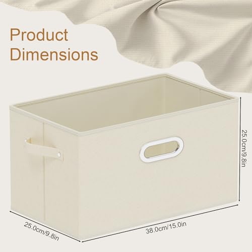 Foldable Cloth Basket with 4 Handles, Decorative Open Storage Boxes, Stackable Cube Organization, Fabric Bins for Shelves, Closet, Living Room, 15x9.8x9.8in, Beige, 2 Pack - color: Beige, size: 15x9.8x9.8 in(2 Pack)