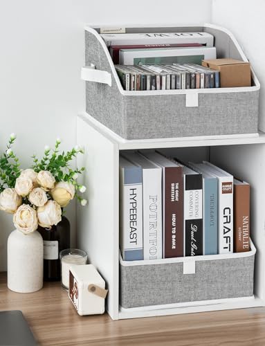 StorageWorks Closet Storage Bins, Trapezoid Organizer Box for Shelves, Fabric Clothes Bin, Foldable Organizing Baskets with Handles, Small, 3-Pack, Gray - color: Gray, size: Small