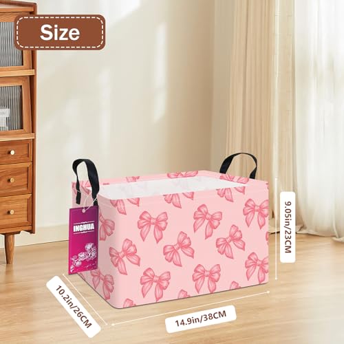 Rectangular Storage Basket Fabric Organizer Bin for Toys,Books,Clothes,Gifts,Pets-Perfect for Home,Office,Nursery,Dorm,Shelf(Rec-Pink bowknots ) - color: Rec-Pink bowknots