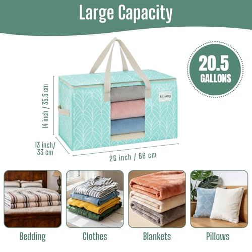VENO 2 Pack Heavy Duty Moving Bags, Clothes and Comforter Storage Bags with Clear Window, College Dorm Essentials Packing Supplies, Foldable Boxes Alternative (Evergreen, 2 Pack) - color: Evergreen, size: 2 Pack