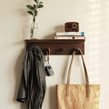 Entrance Coat Rack ，Coat Hooks, Wall-Mounted Wooden Hook Rack, Wall-Mounted Shelves are Very Suitable (Walnut Color Finish—A-1) - style: Walnut color finish—A-1