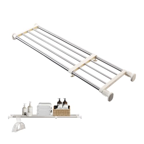 BAOYOUNI Tension Shelf Adjustable Closet Rod Space Saving Wardrobe Clothes Dividers Ivory, 33.07-46.26 Inches - size: (33.07-46.26) IN