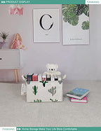 FANKANG Storage Basket,Nursery Hamper Canvas Laundry Basket Foldable with Waterproof PE Coating Storage, Office, Bedroom, Clothes,Toys (L, Rec-Cactus) - color: Rec-Cactus