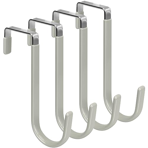 FYY Over The Door Hooks, 4 Pack Door Hangers Hooks with Rubber Prevent Scratches Heavy Duty Organizer Hooks for Living Room, Bathroom, Bedroom Hanging Clothes, Towels, Hats, Coats, Bags Grey - color: A Grey, size: Short, style: 4 Pack