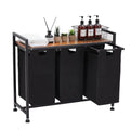 Laundry Sorter 3 Section, Laundry Hamper with Wheels, 3 × 11.5 Gal (130L), Rolling Laundry Basket, Pull-Out and Removable Oxford Fabric Laundry Bags, Black - size: 33.3''L x 13''W x 28.4''H