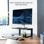 VIVO Clamp-on 15 inch Desk Extension Shelf for Gaming Devices, Ergonomic Computer Monitor and Laptop Riser, Printer Stand, Versatile with Freestanding Feet Included, Desktop Organizer, DESK-SHELF15B - size: 15"