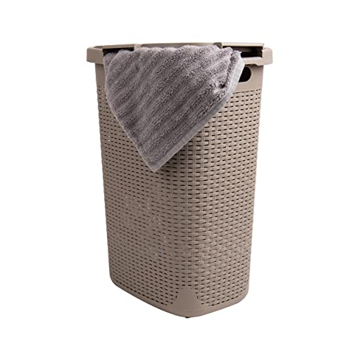 Mind Reader Slim Laundry Hamper with Lid, 60L Tall Clothes Basket, Narrow Tapered Design for Bathrooms, Closets and Laundry Rooms, Plastic, 2 Pack
