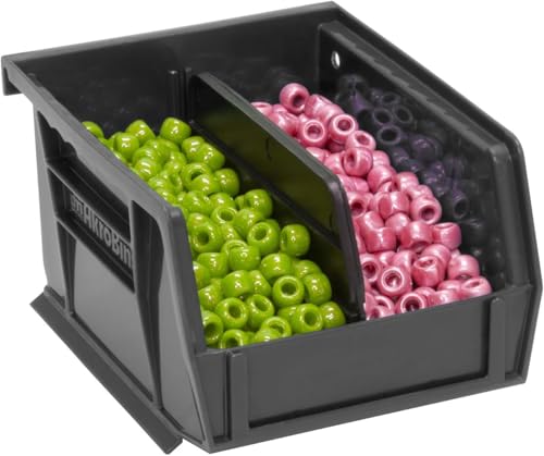 Akro-Mils 30210 AkroBins Plastic Storage Bins, Space-Saving Stackable Bins for Garage, Pantry, Craft Organization, 5" x 4" x 3", Black, 24-Pack - color: Black