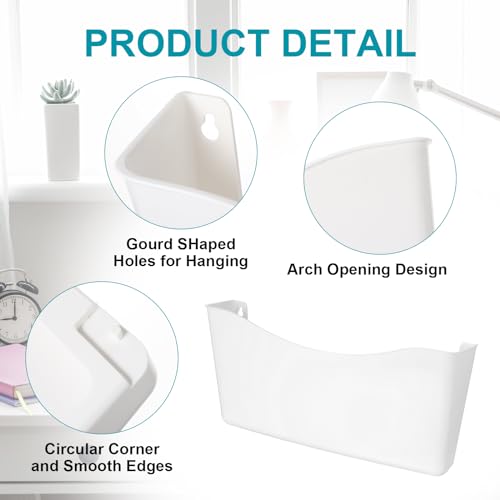 Colarr 6 Pack Expandable Pocket Wall File Holder Plastic Hanging Wall Organizer Space Saving Wallmount File Holder for Office Mail Letter Magazine(White) - color: White