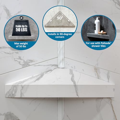 Palisade Vinyl Waterproof Corner Shower Shelf in Black Ice - color: Black Ice