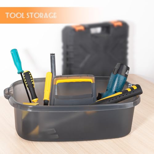 Large Cleaning Supplies Caddy Portable Shower Basket Supply Organizer with Handle Plastic Bucket Tool Storage for Bathroom, Bedroom, Kitchen, College Dorm, Garden, Clear Grey - color: Clear Grey, size: Large, 1pc