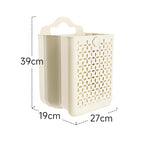 Collapsible Laundry Hamper, Household Foldable Dirty Wall Hanging Multi-Functional Hollow Storage Basket Large Capacity Storage Bucket, Plastic Collapsible Hanging Laundry Basket with Carry Handle