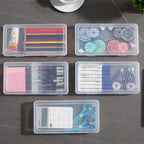 Medium Clear Storage Box 9 Pack Stackable Storage Containers with Snap-Tight Latch 10" x 5"x 1.9" for Pencil Box,Art tools - size: Medium-9 Pack