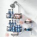 KEGII EXTRA Soap Holders x2 Shower Caddy Hanging, Never Rust Over Showerhead Organizer, Built in 9 Shaver Hanging hooks - style: Hanging Shower Caddy-5 Pack (Black)