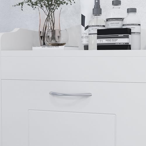 HOMCOM 31" Tilt Out Laundry Hamper, Free Standing Home Organizer Hamper, Bathroom Storage Cabinet, White