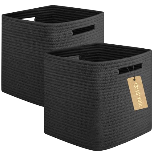 OIAHOMY Storage Cubes, 13 Inch Cube Storage Organizer, Collapsible Storage Bins, Baskets for Organizing, Storage Bins for Shelves-Black, 2-PACK - color: Black, size: 2Pcs-13*13*13inch