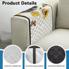 Dachshund Sunflower Butterfly Print Sofa Arm Slipcover Recliner Arm Covers with Organizer Pockets 44x20 inch Chair arm Cover Anti-Slip Furniture Protectors - color: Dachshund Sunflower Butterfly