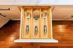 Umilife Bamboo Kitchen Utensils Organizer, 13 Inch Drawer Dividers for Silverware, Extra Deep Holder, with Non-Slip Feet, Wood Caddy for Flatware Cutlery - size: 13 x 17 inch (3 Slots)
