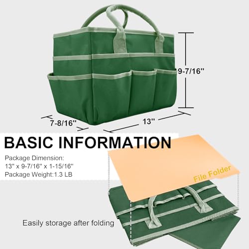Cupohus Art Organizer Craft Storage Tote Bag with Pockets and Handles, Oxford Fabric Carrying Caddy for Teacher, Officer, Artist, Traveler, and More –Green - color: Green
