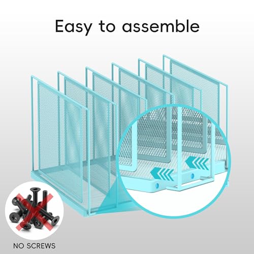 File Organizer for Desk, 5-Section Vertical File Sorter, Paper Holder Organizer Standing Metal File Folder for Office Home Classroom, Blue - color: Blue, size: 1 Pack 5-Section