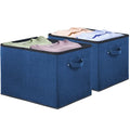 Simple Houseware 15 x 13 Inch Collapsible Fabric Storage Bin with Handles, 2 Pack, Steel Blue - color: Steel Blue