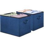 Simple Houseware 15 x 13 Inch Collapsible Fabric Storage Bin with Handles, 2 Pack, Steel Blue - color: Steel Blue