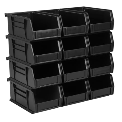 Hudson Exchange 7-1/2" x 4" x 3" (12 Pack) Plastic Stackable Storage Bin and Hanging Container, Black - color: Black, size: 12 Pack